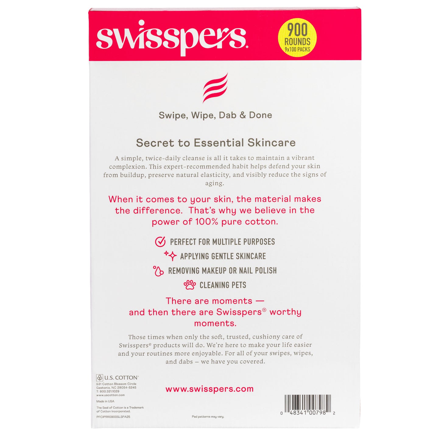 SWISSPERS HYPOALLERGENIC COTTON ROUNDS 900 CT