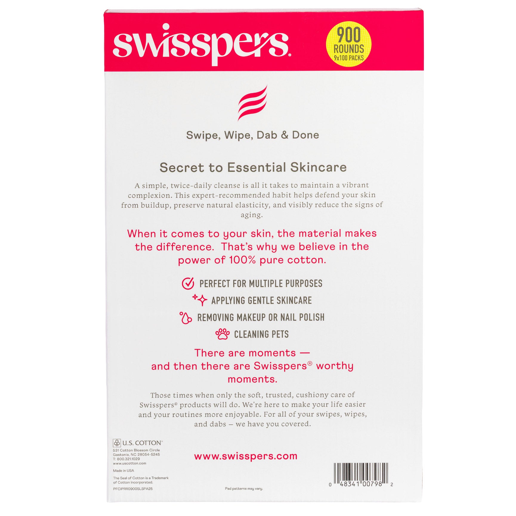 SWISSPERS HYPOALLERGENIC COTTON ROUNDS 900 CT