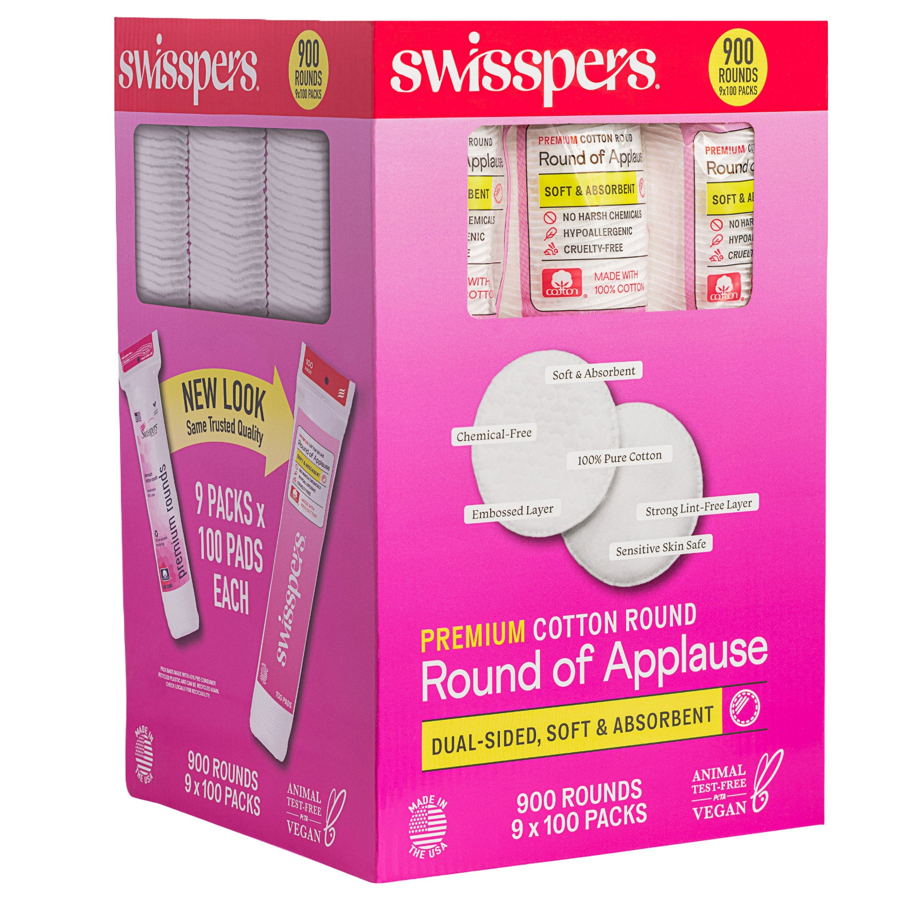 SWISSPERS HYPOALLERGENIC COTTON ROUNDS 900 CT