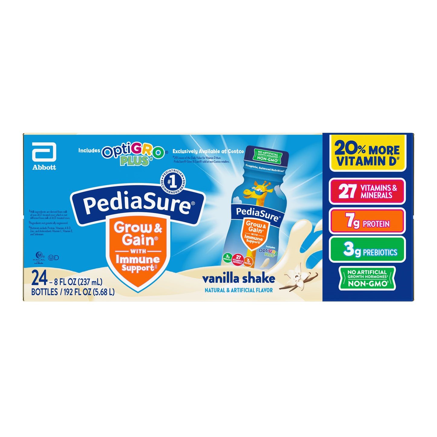 PEDIASURE OPTIGRO VANILLA KIDS SHAKE 8 FL OZ/24 COUNT