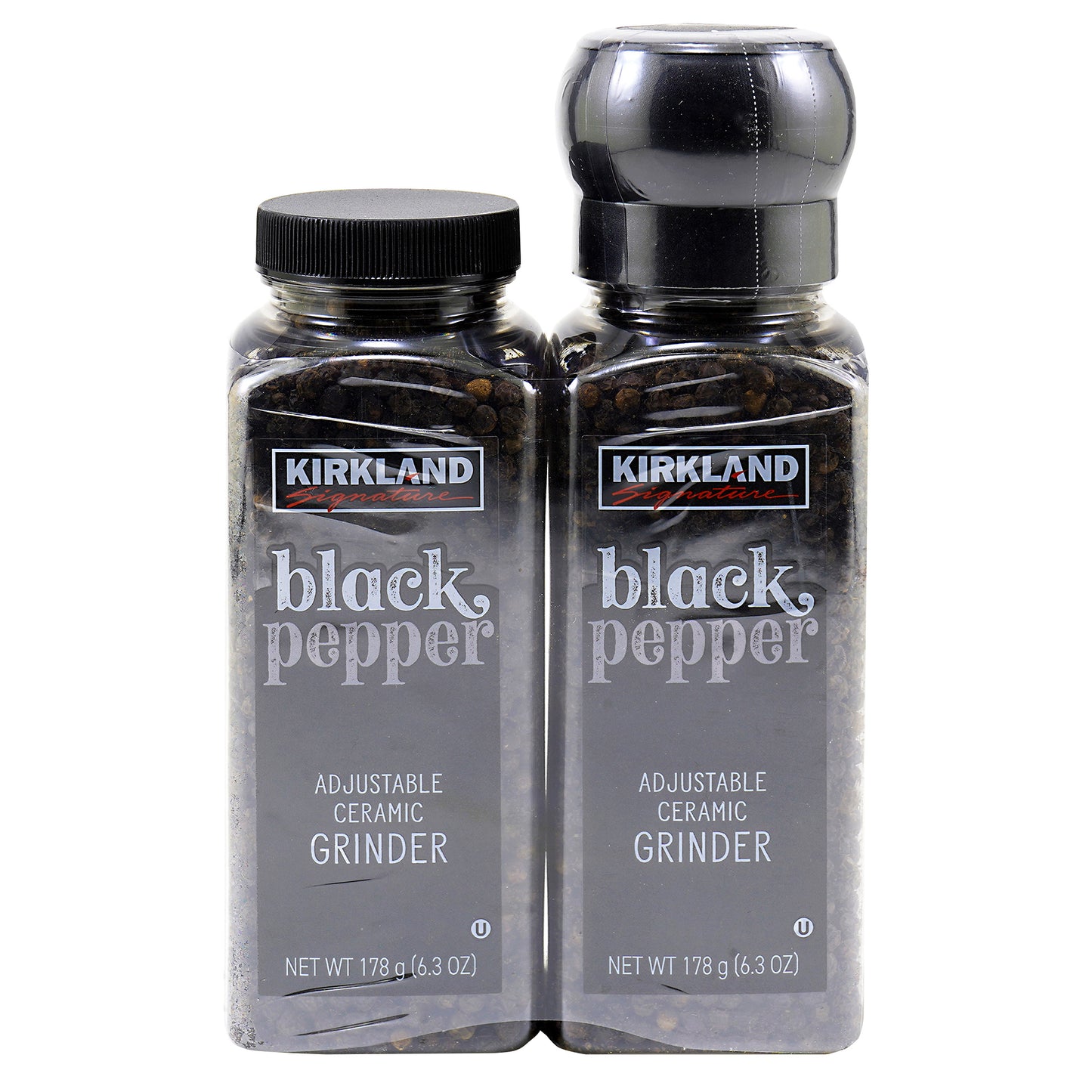 KIRKLAND SIGNATURE BLACK PEPPER GRINDER W/ REFILL 2/6.3 OZ