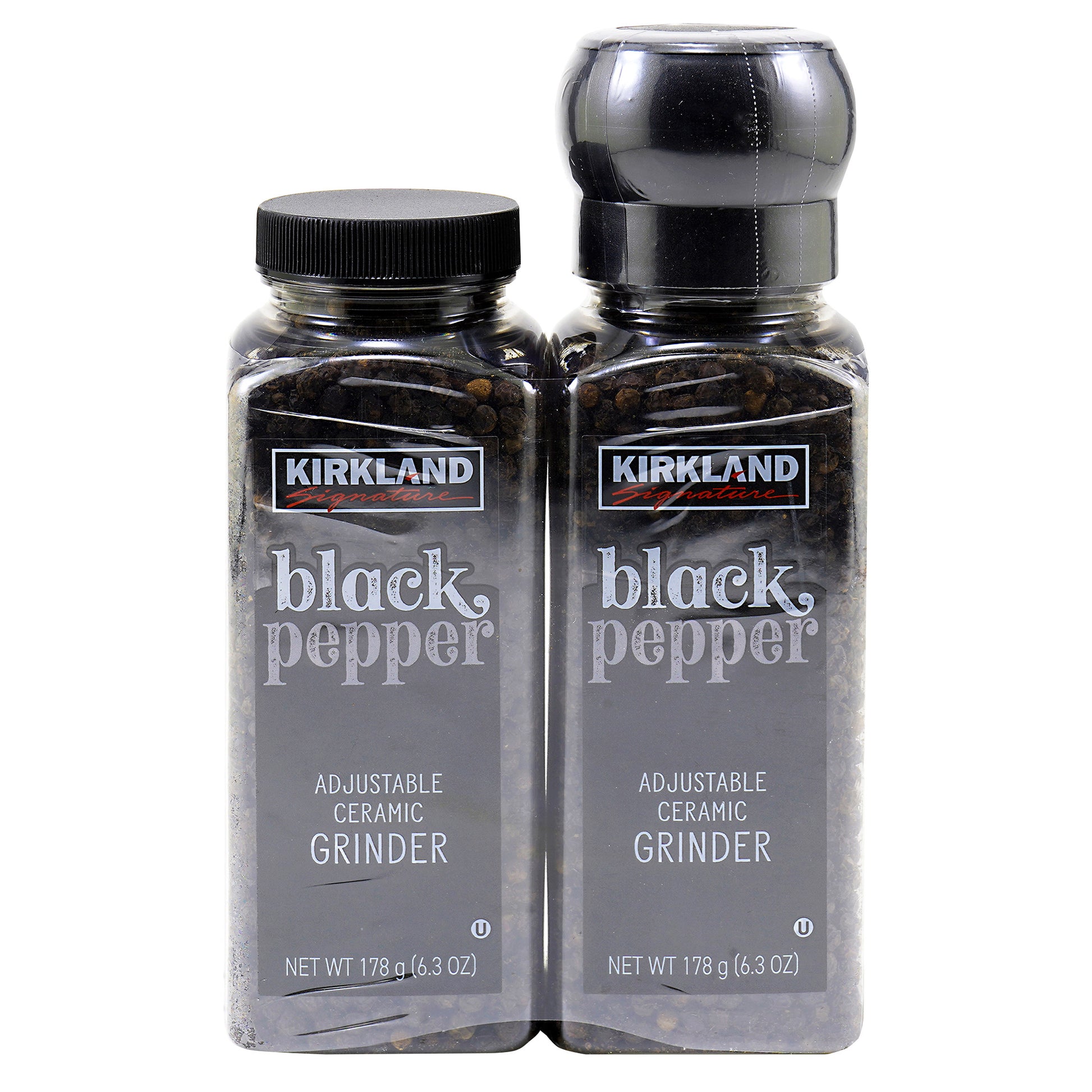KIRKLAND SIGNATURE BLACK PEPPER GRINDER W/ REFILL 2/6.3 OZ