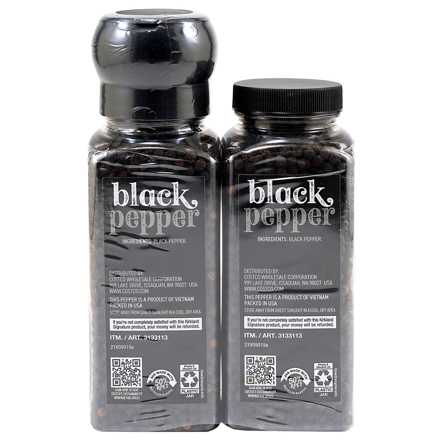 KIRKLAND SIGNATURE BLACK PEPPER GRINDER W/ REFILL 2/6.3 OZ