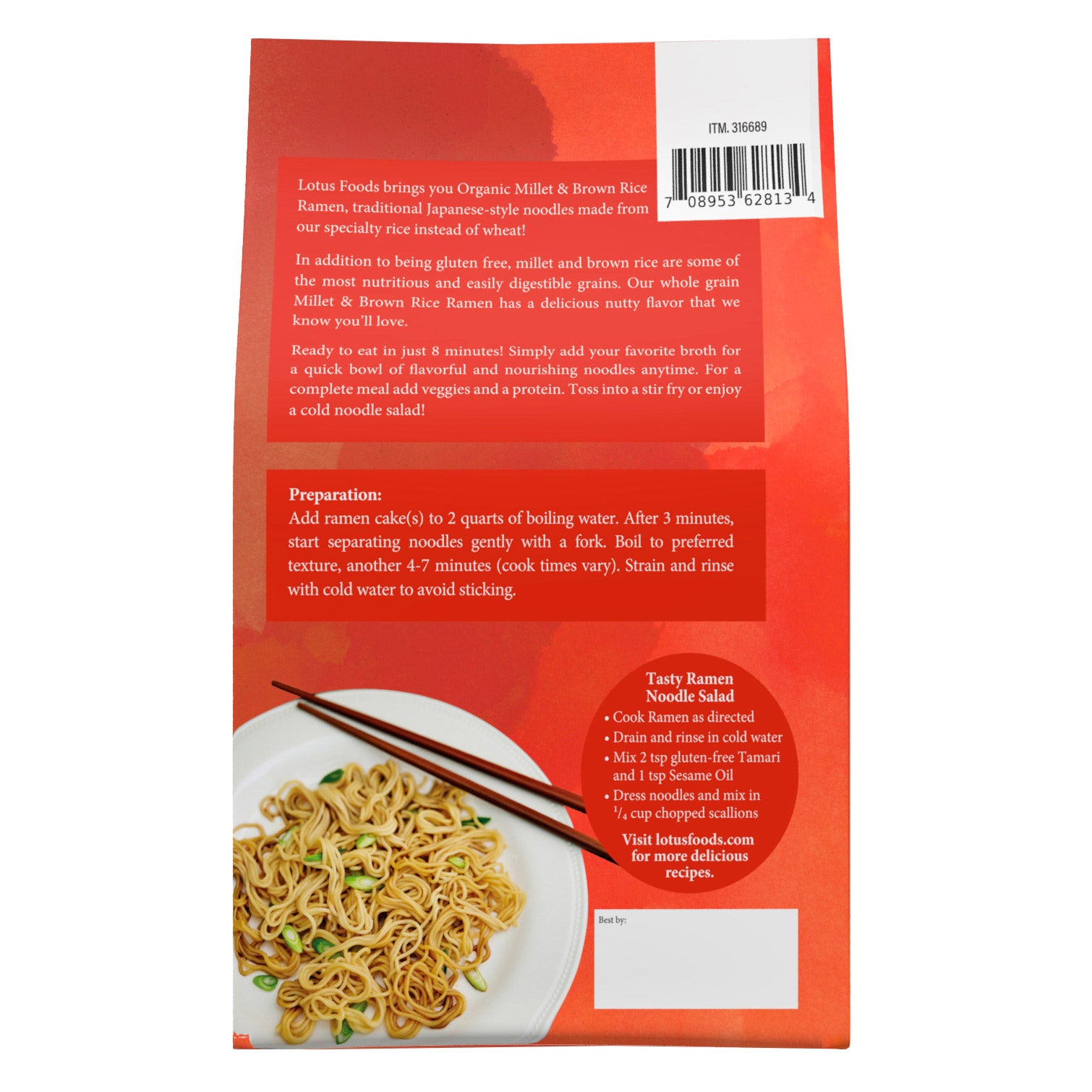 LOTUS FOODS ORGANIC MILLET & BROWN RICE RAMEN 30 OZ