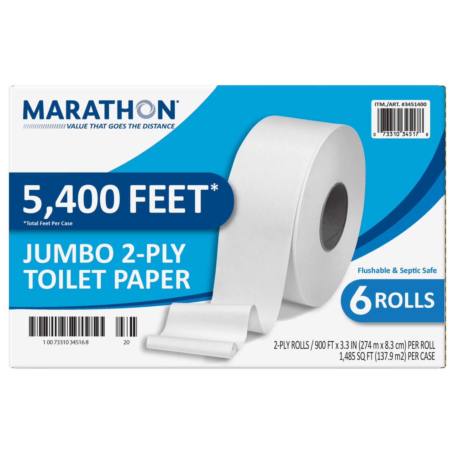 MARATHON BATH TISSUE JUMBO ROLL гЛЯWOТ ЯЯЧАЯ СHОИАVСА 6 ROLLS / 900 SHEETS