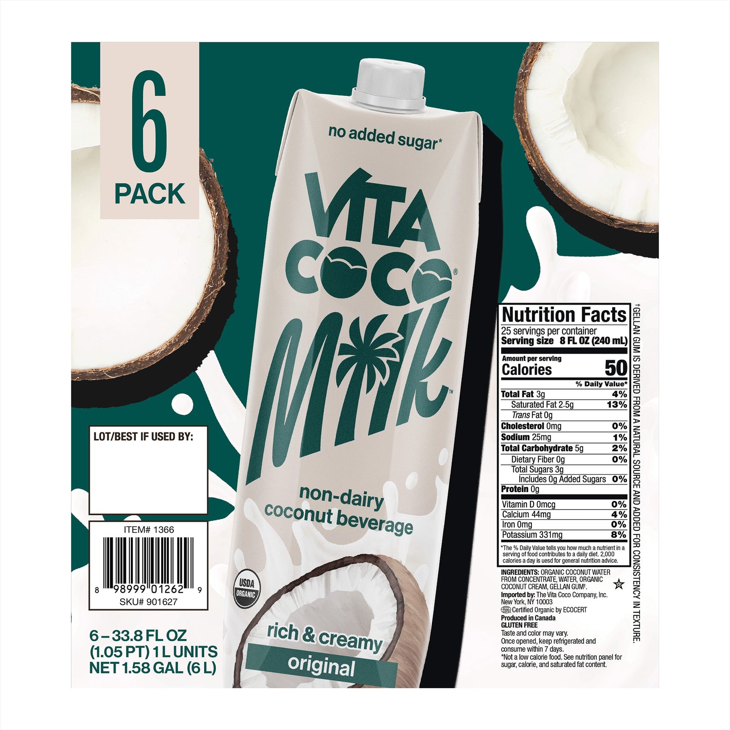 VITA COCO ORGANIC COCONUT MILK 6/33.8 OZ