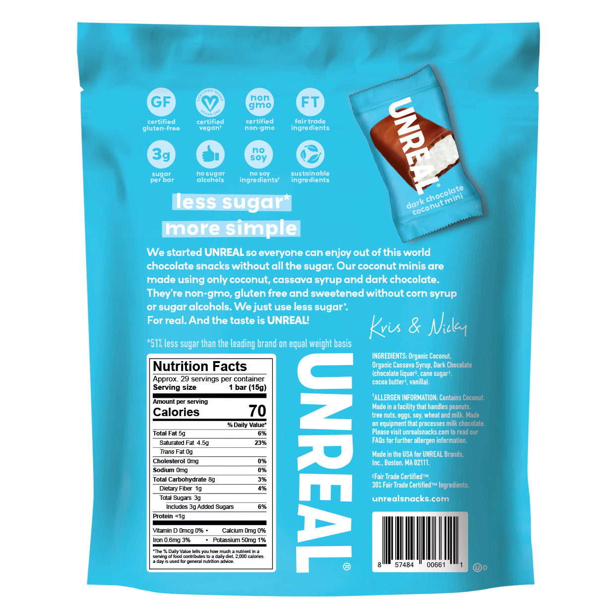 UNREAL DARK CHOCOLATE COCONUT MINIS 15.34 OZ