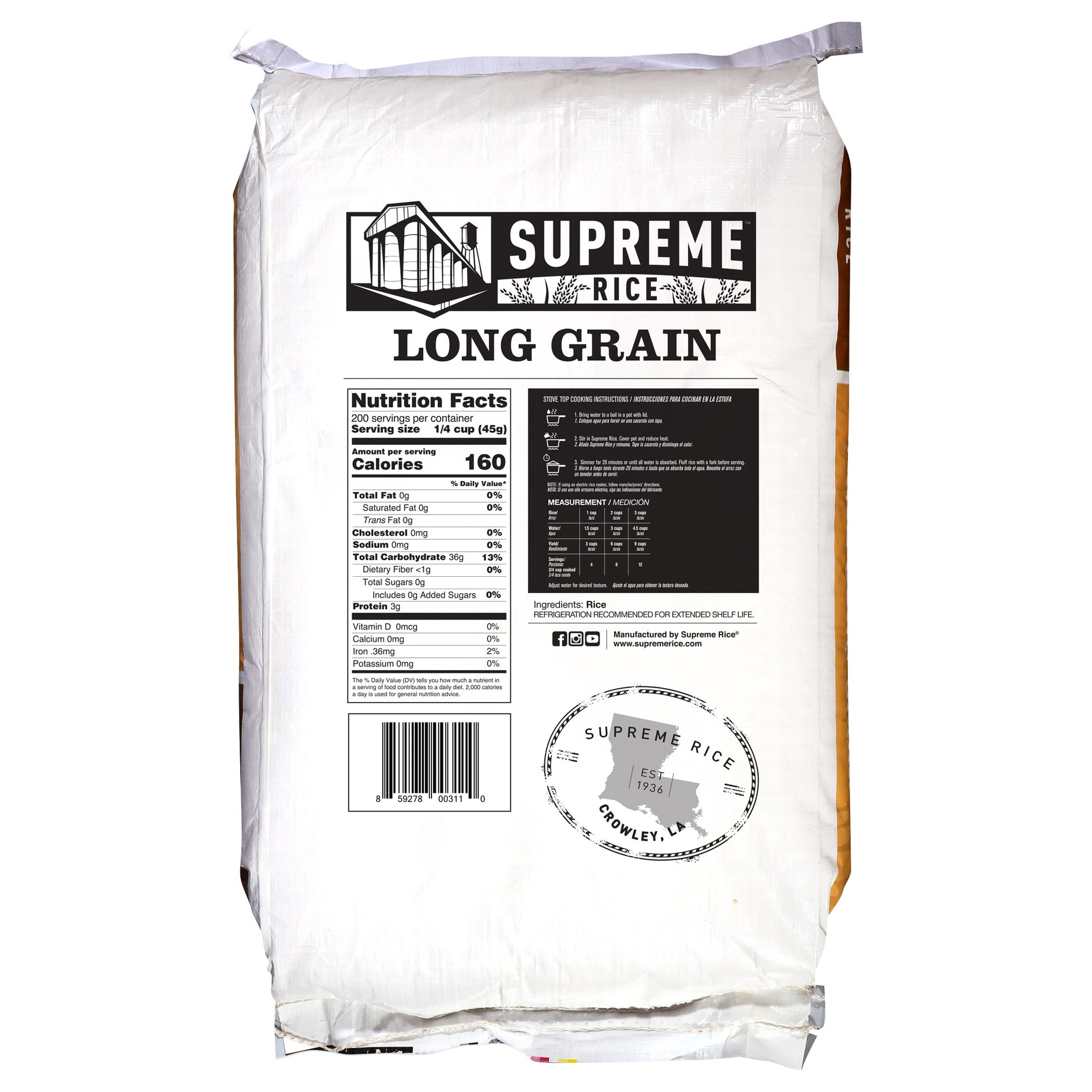 SUPREME RICE LONG GRAIN RICE 25 LB