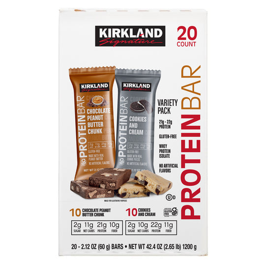KIRKLAND SIGNATURE PROTEIN BAR VARIETY 20/ 2.12 OZ