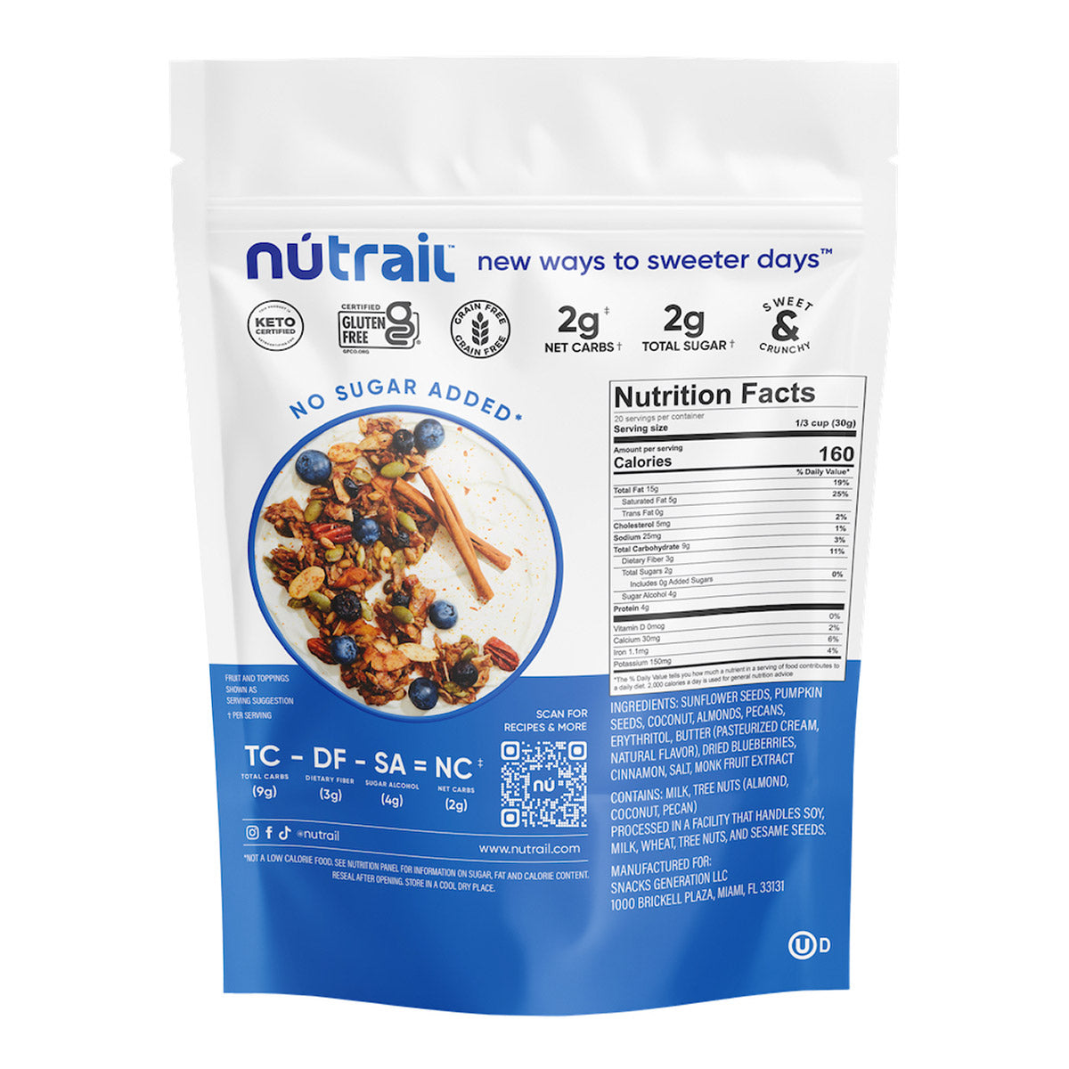 NU TRAIL BLUEBERRY CINNAMON GRANOLA 22 OZ
