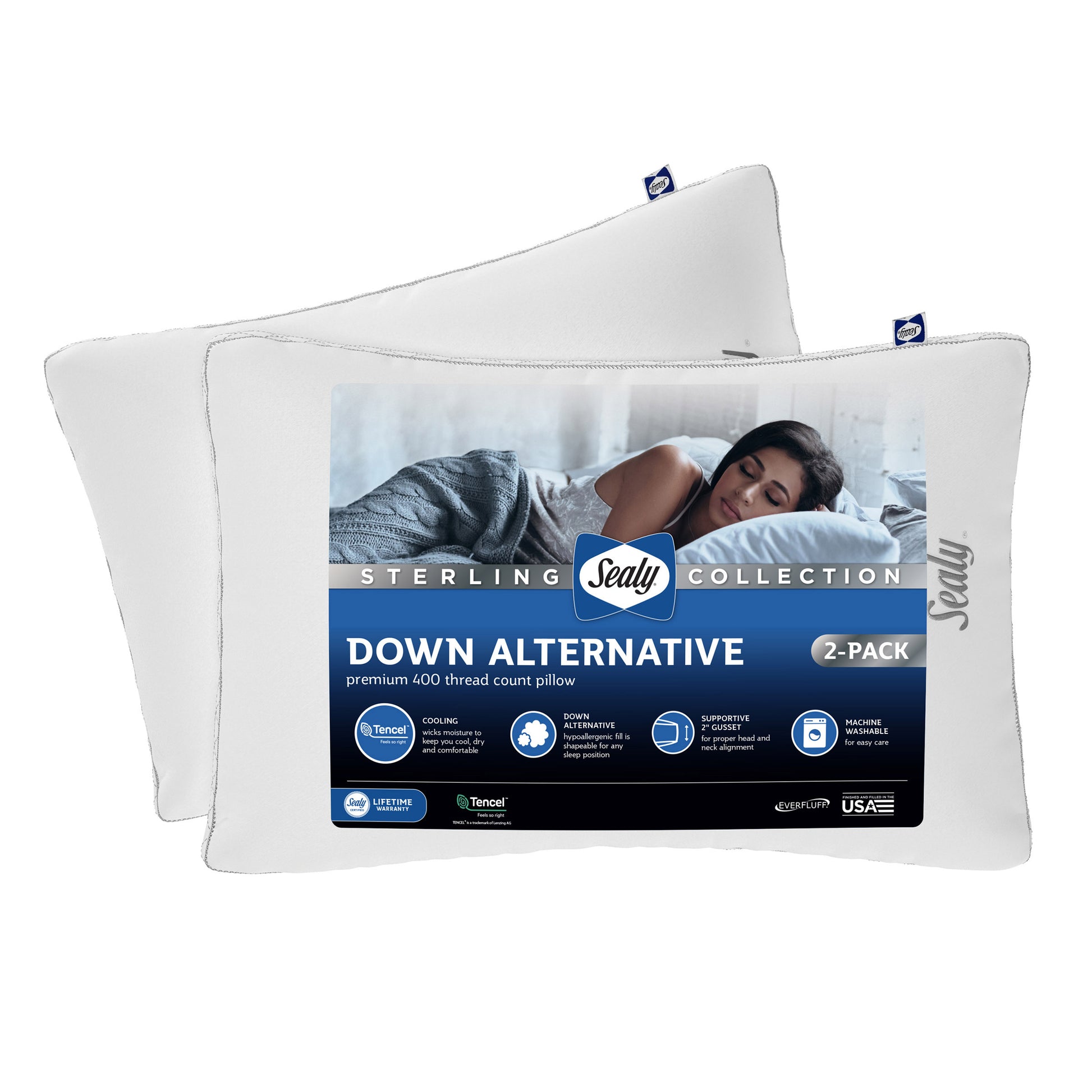 SEALY STERLING DOWN ALTERNATIVE PILLOW 2PK - ST/QN