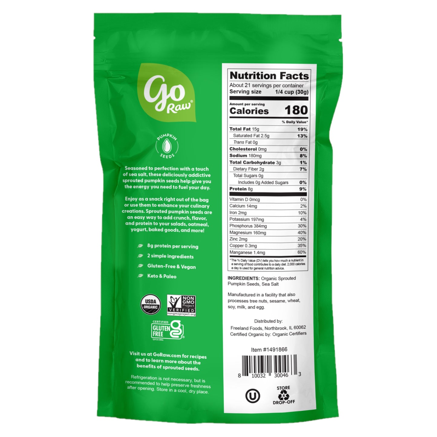 GO RAW ORGANIC SPROUTED PUMPKIN SEEDS 22 OZ