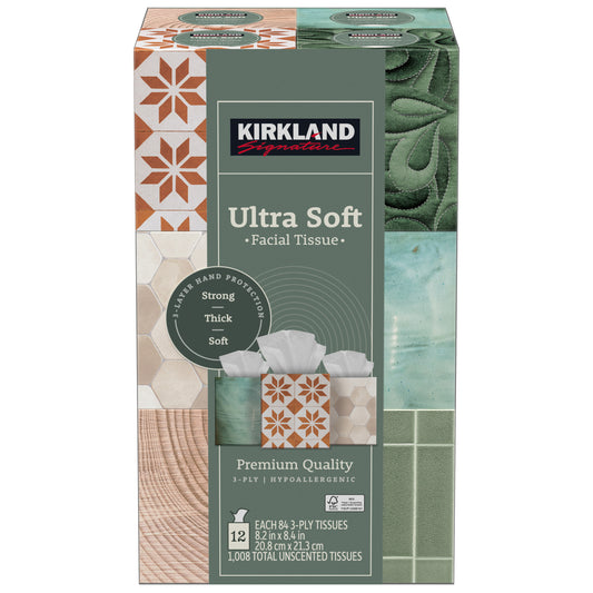KIRKLAND SIGNATURE ULTRA FACIAL TISSUE 12/84 CT 3PLU AUZAO ГО 08S\A