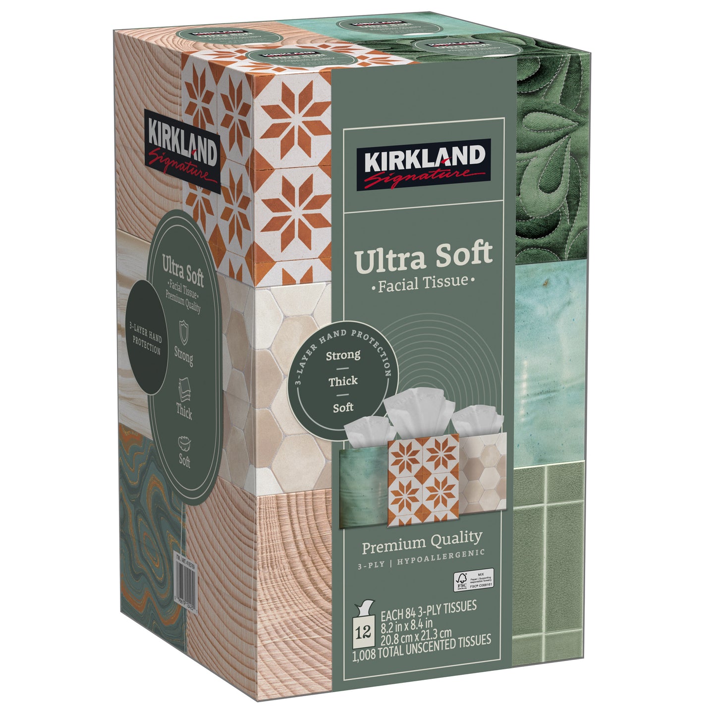 KIRKLAND SIGNATURE ULTRA FACIAL TISSUE 12/84 CT 3PLU AUZAO ГО 08S\A