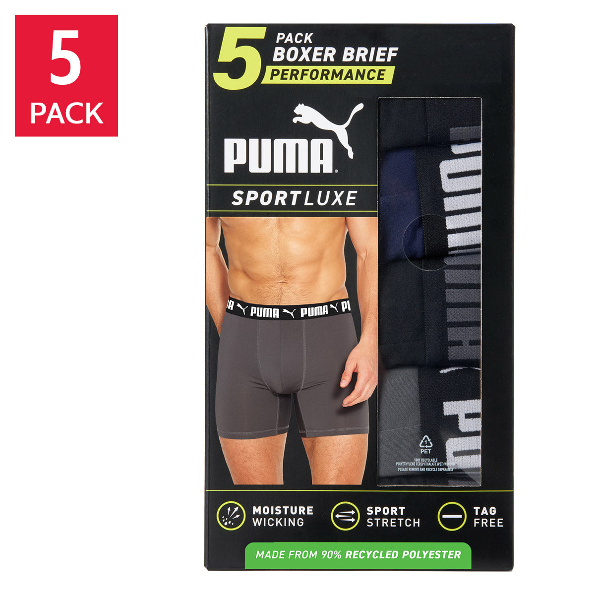 PUMA MEN'S BOXER BRIEF 5PK • 1528128 (M) 1528129 (L) • 1528130 (XL)