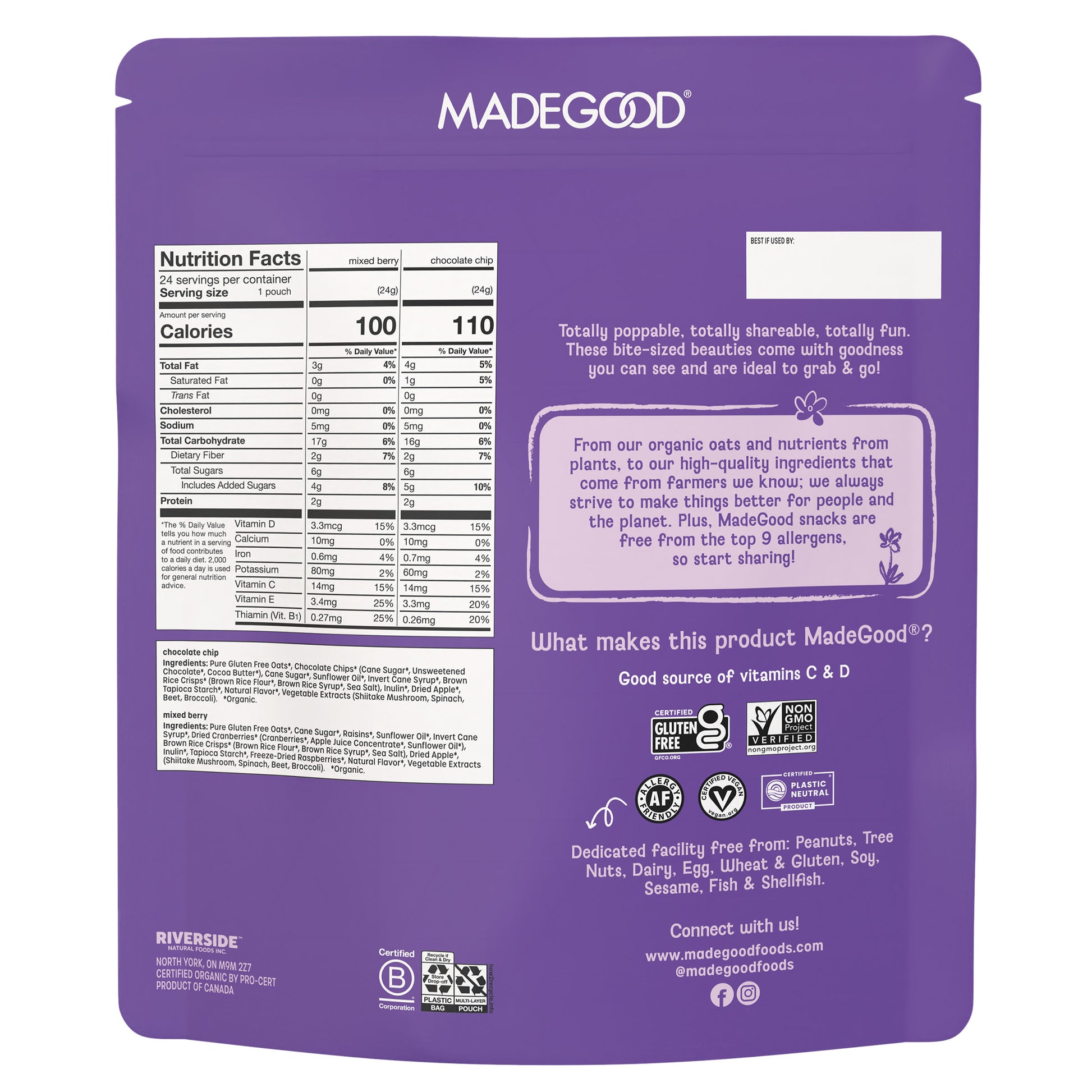 MADE GOOD ORGANIC GRANOLA MINI VARIETY 24/.85 OZ