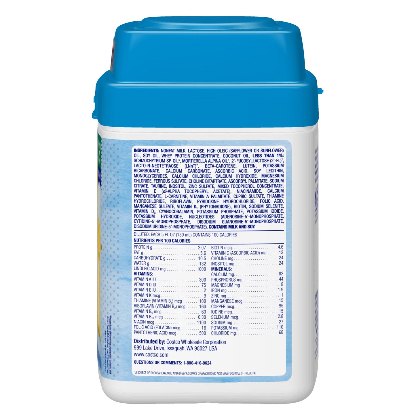 KIRKLAND SIGNATURE PROCARE INFANT FORMULA DUAL HMO, NON-GMO 420Z • 2'-FL AND LNAt HMOS • NON GMO • MILK BASED POWDER W/ IRON • NO ART. GROWTH HORMONES • DHA & LUTEIN SUPPORT •CERTIFIED KOSHER & HALAL