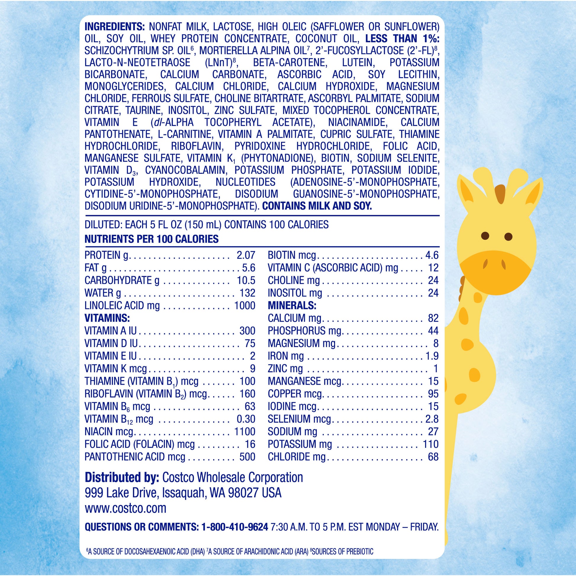 KIRKLAND SIGNATURE PROCARE INFANT FORMULA DUAL HMO, NON-GMO 420Z • 2'-FL AND LNAt HMOS • NON GMO • MILK BASED POWDER W/ IRON • NO ART. GROWTH HORMONES • DHA & LUTEIN SUPPORT •CERTIFIED KOSHER & HALAL