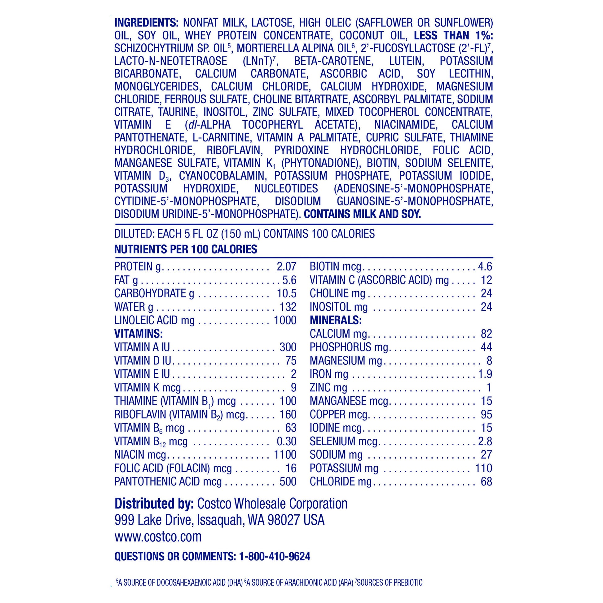 KIRKLAND SIGNATURE PROCARE INFANT FORMULA DUAL HMO, NON-GMO 420Z • 2'-FL AND LNAt HMOS • NON GMO • MILK BASED POWDER W/ IRON • NO ART. GROWTH HORMONES • DHA & LUTEIN SUPPORT •CERTIFIED KOSHER & HALAL