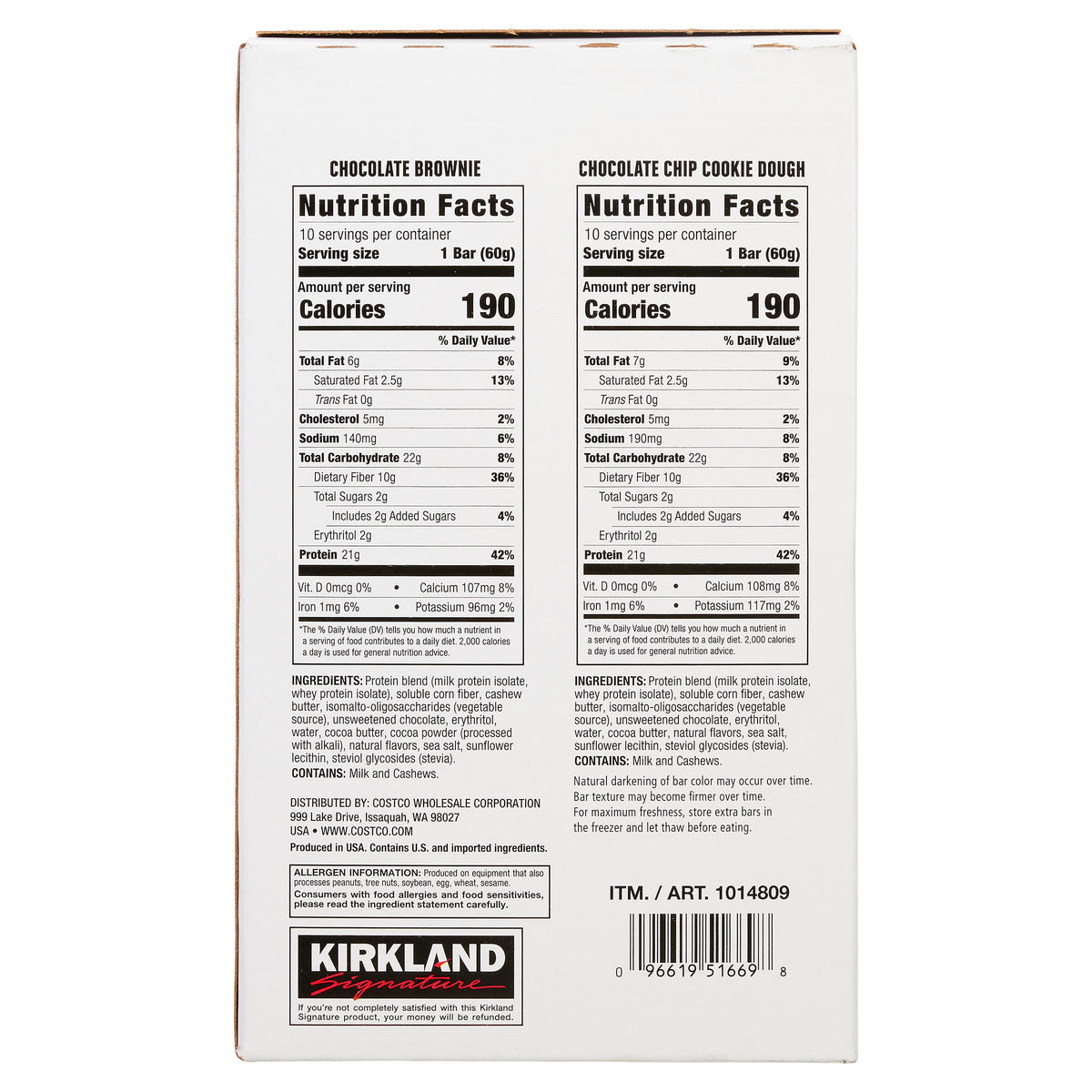 KIRKLAND SIGNATURE PROTEIN BAR 20/ 2.12 OZ