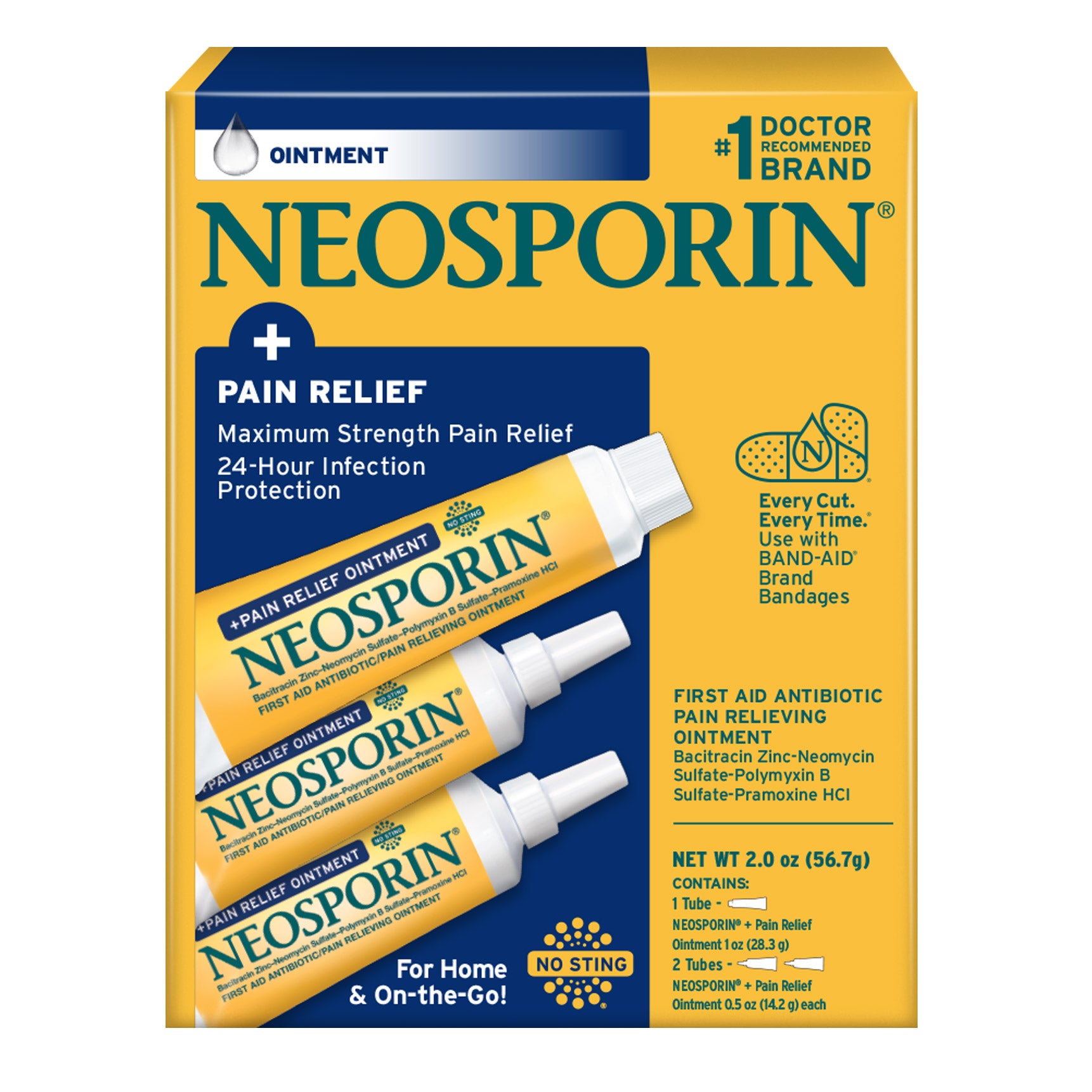 Neosporin + Pain Relief Antibiotic Ointment 1 oz + 2/0.5 oz