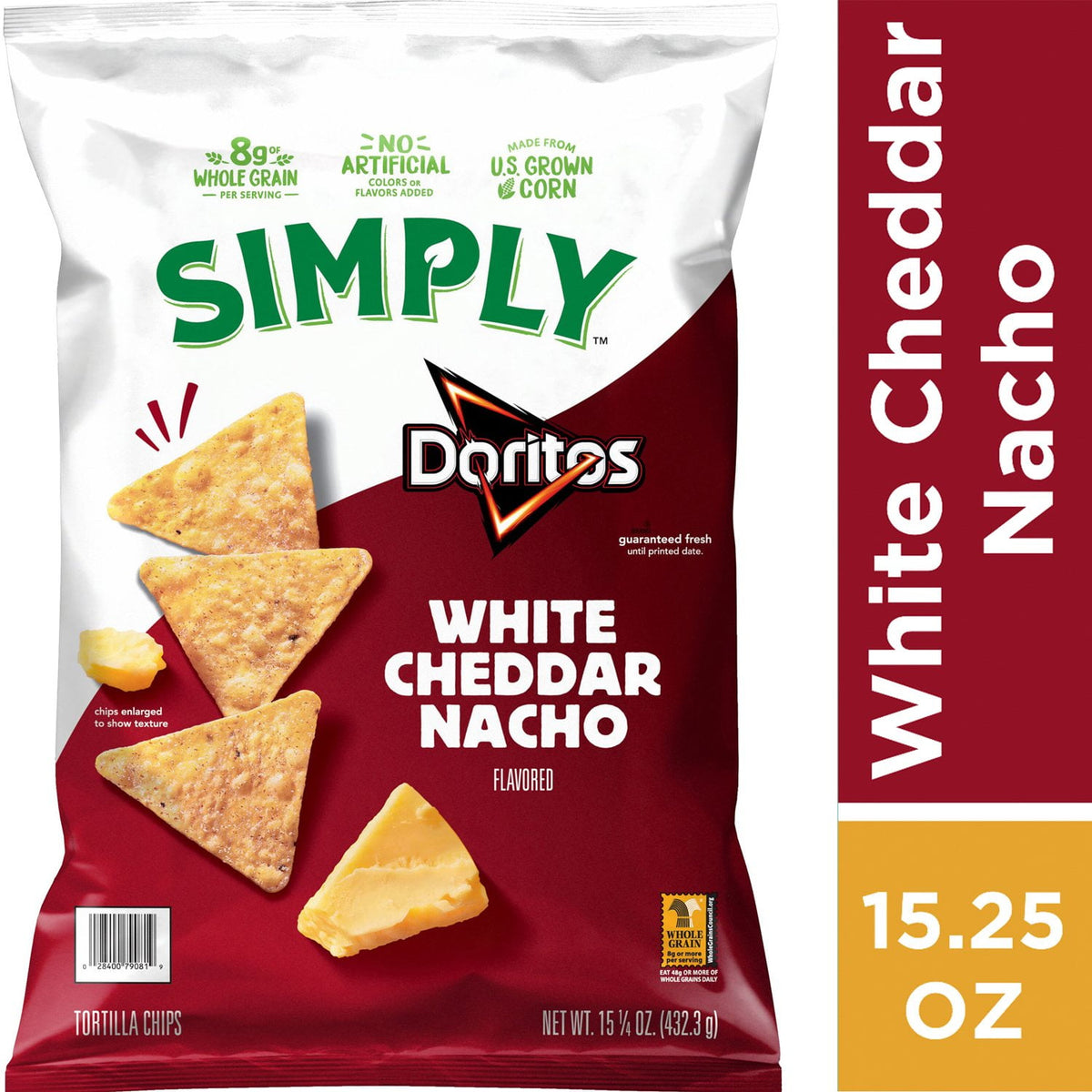 Simply Doritos White Cheddar Nacho Tortilla Chips, 15.25 oz.