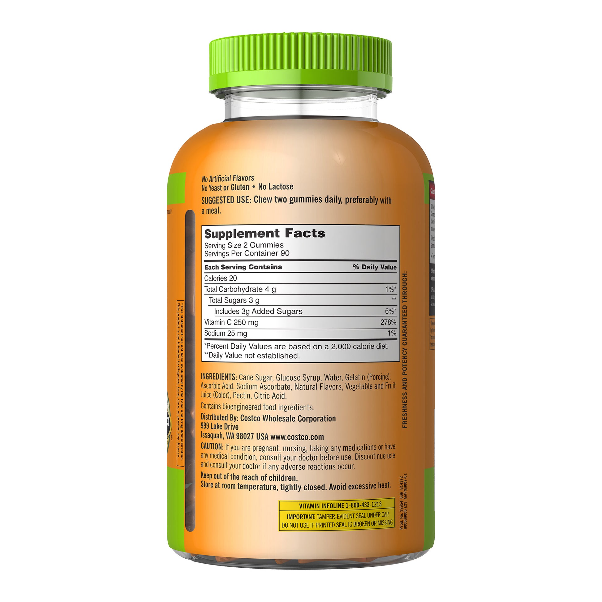 KIRKLAND SIGNATURE ADULT VITAMIN C GUMMIES 250 MG 2X180CT