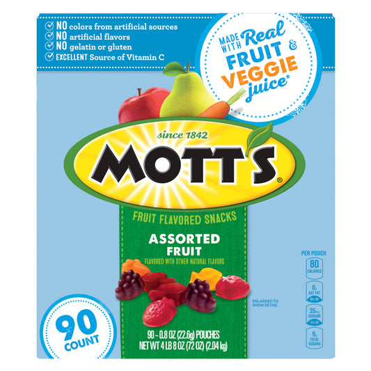 MOTT'S FRUIT FLAVORED SNACKS 90/ .8 OZ