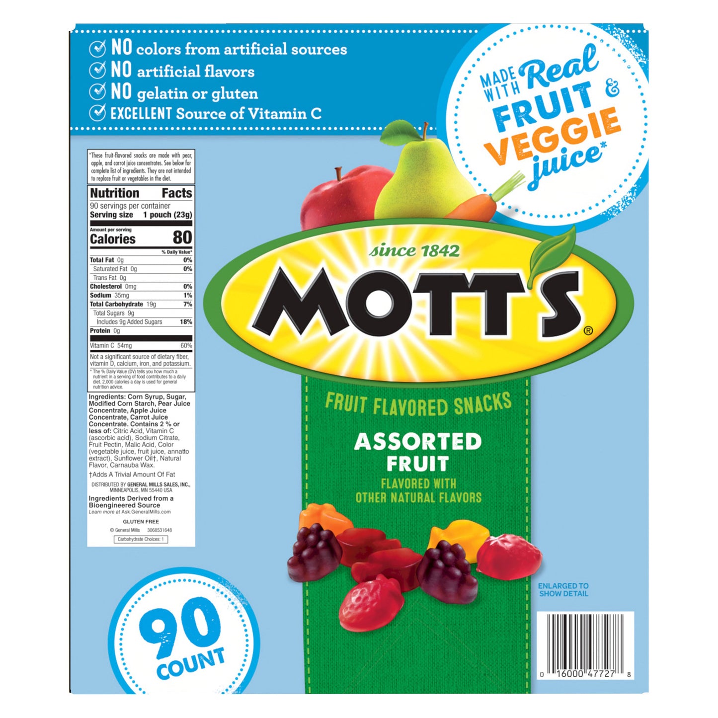 MOTT'S FRUIT FLAVORED SNACKS 90/ .8 OZ