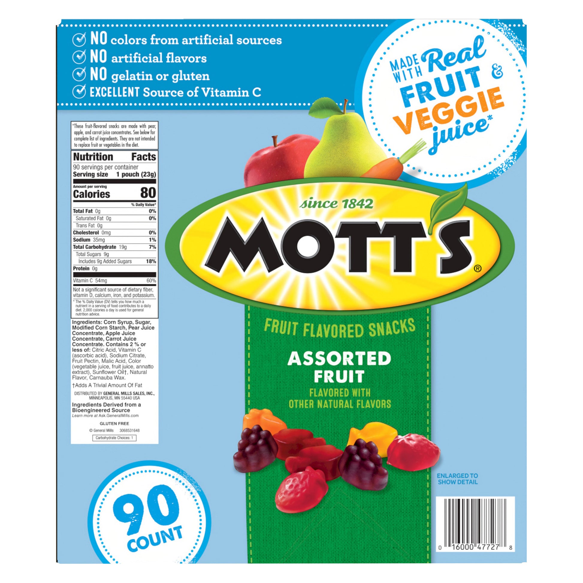 MOTT'S FRUIT FLAVORED SNACKS 90/ .8 OZ