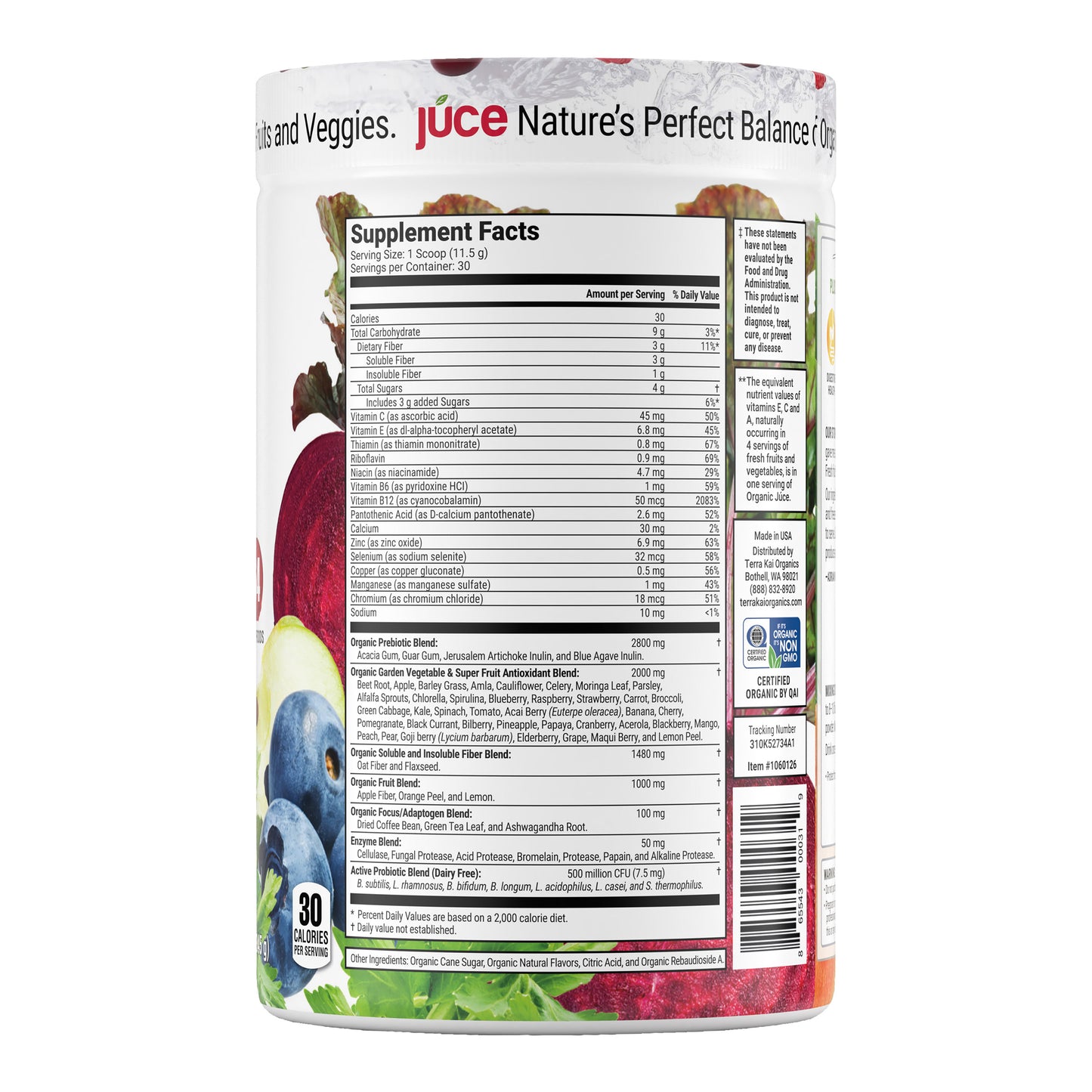 TERRA KAI ORGANIC JUCE FRUIT/VEGGIE VIT BLEND 30 SERVINGS
