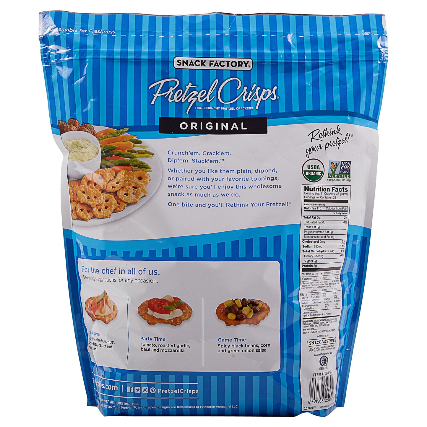 SNACK FACTORY ORGANIC PRETZEL CRISPS 28 OZ