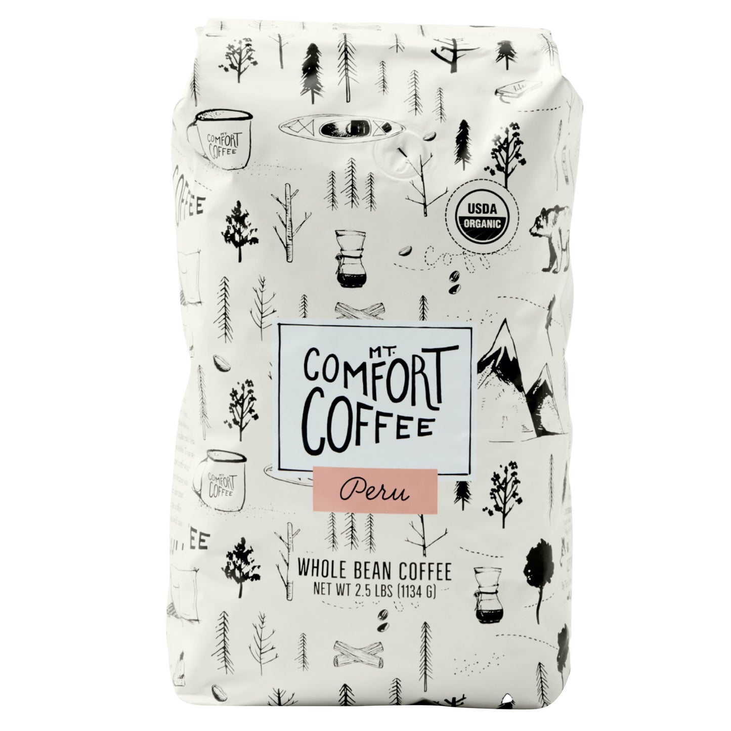 MT. COMFORT COFFEE ORGANIC PERU WHOLE BEAN COFFEE 2.5 LBS