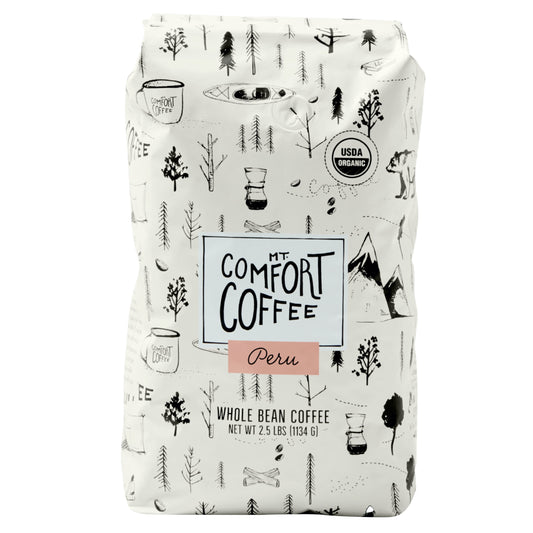 MT. COMFORT COFFEE ORGANIC PERU WHOLE BEAN COFFEE 2.5 LBS