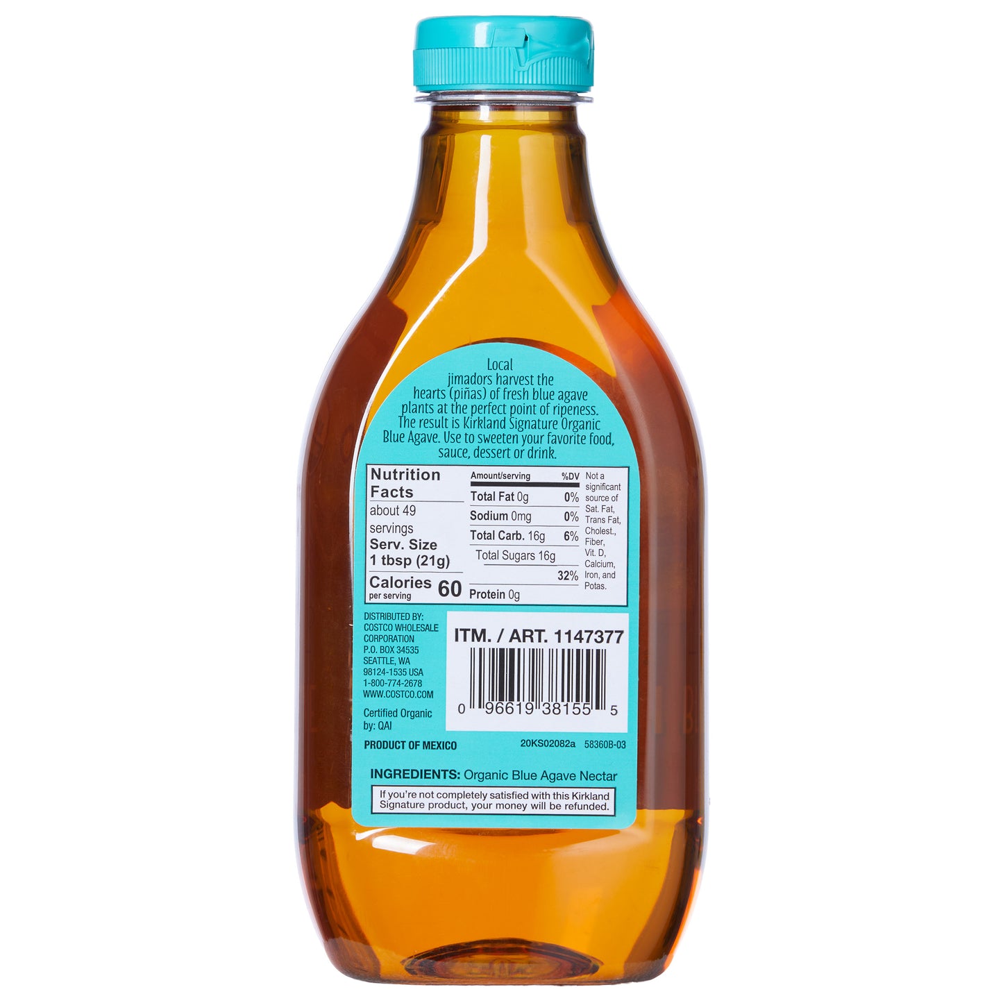 KIRKLAND SIGNATURE ORGANIC BLUE AGAVE 2/36 OZ