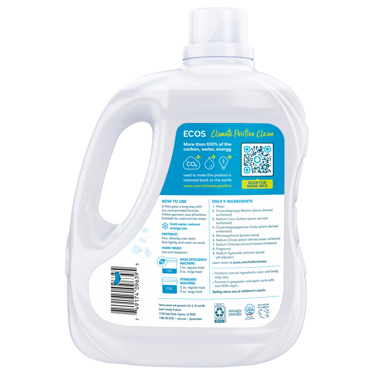 ECOS LAUNDRY DETERGENT 225 LOADS/225 OZ
