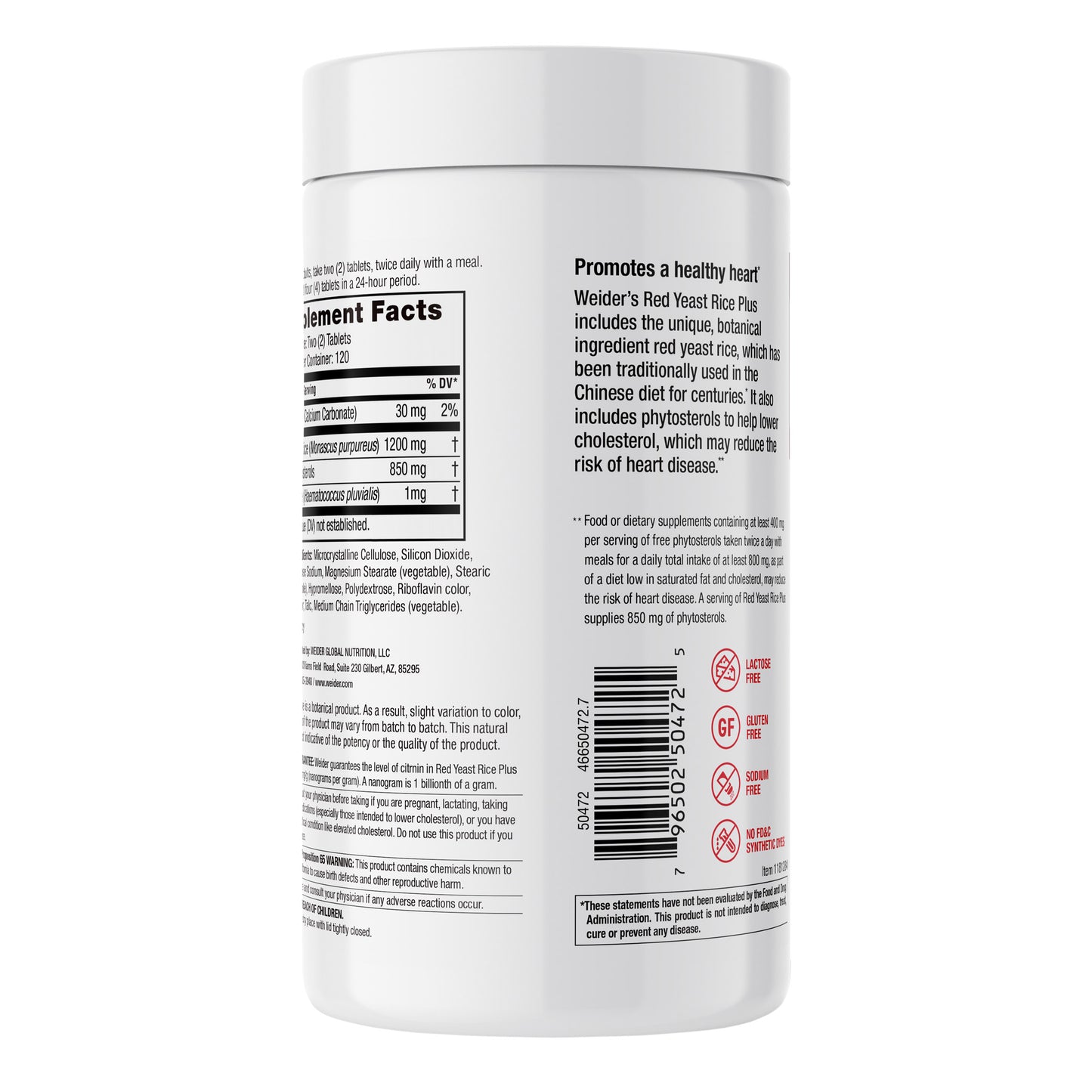 WEIDER RED YEAST RICE PLUS 1200MG 240 TABLETS