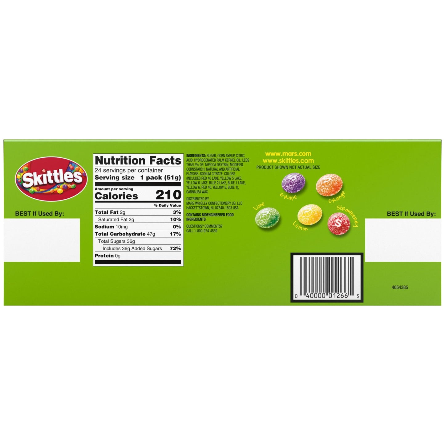 Skittles Sour Fruity Chewy Candy, Full Size, 1.8 oz., 24 pk.