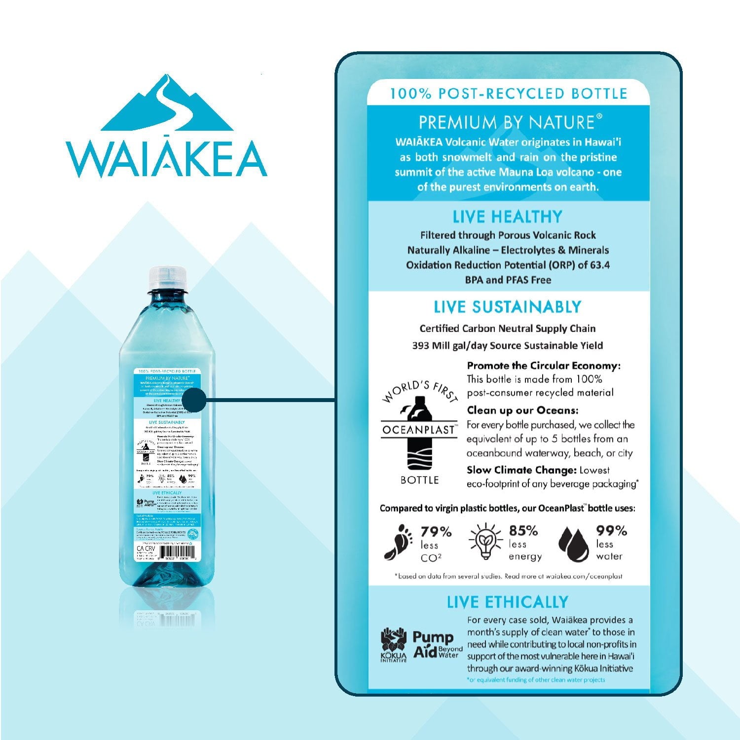 Waiakea Hawaiian Volcanic Water 1 L., 12 pk.