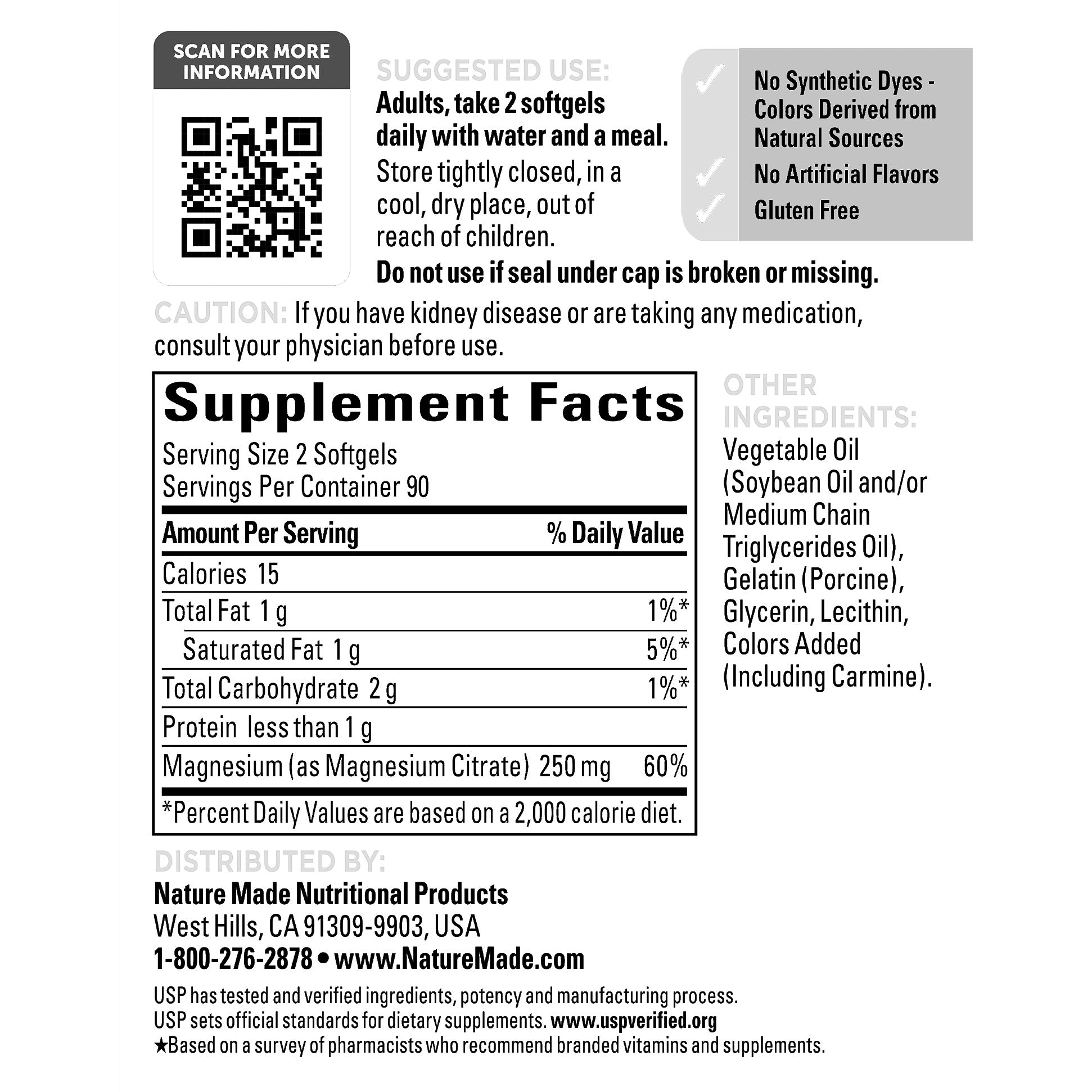 NATURE MADE MAGNESIUM CITRATE 250MG 180 SOFTGELS