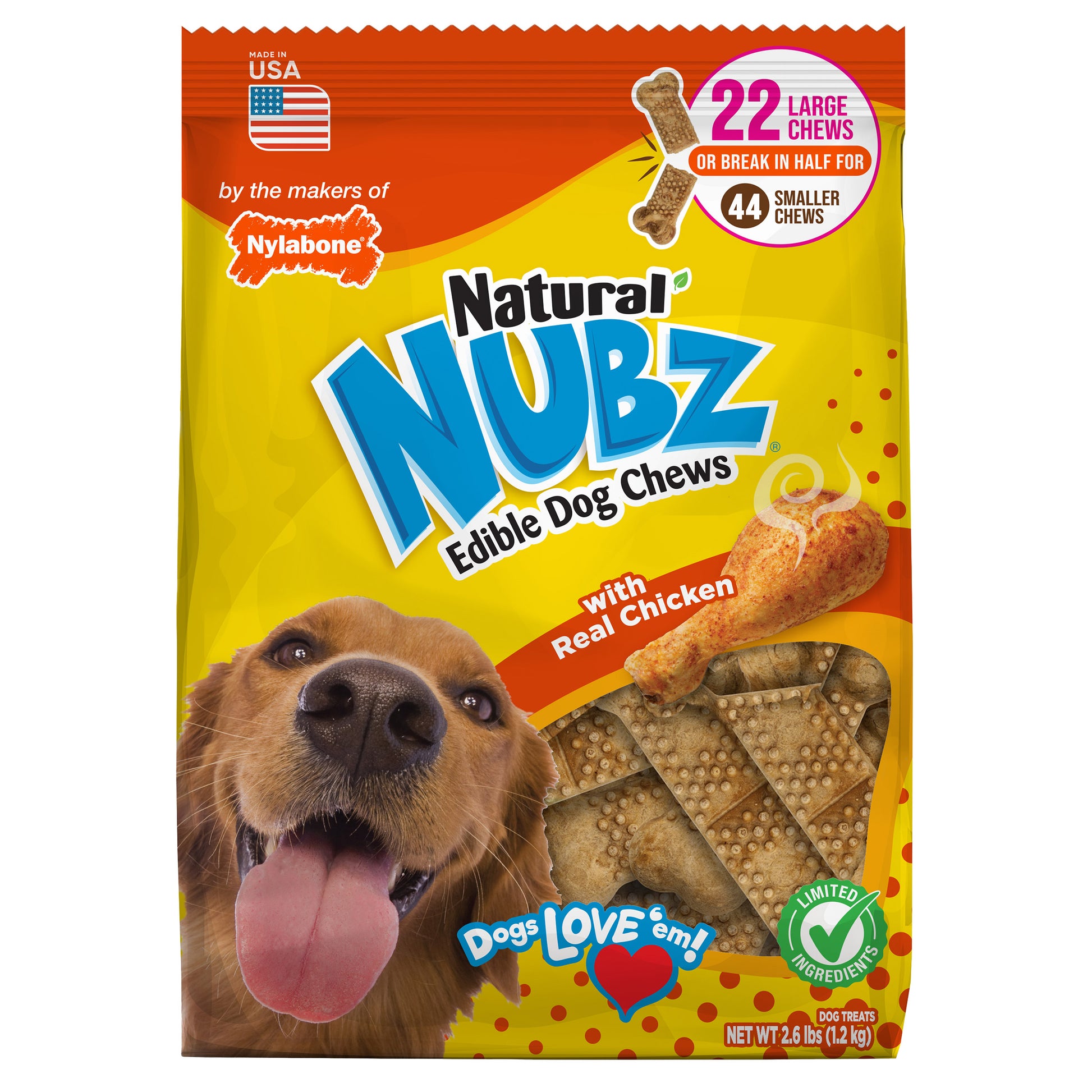 NYLABONE 2.6 LB NUBZ DOG CHEWS YOT DOa