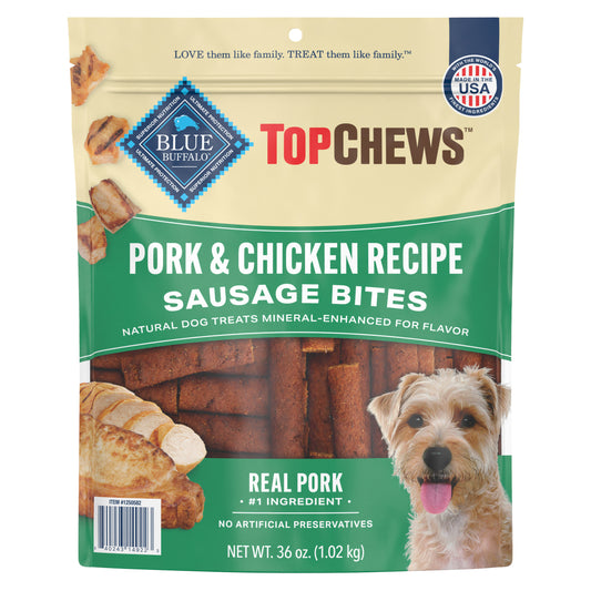 Top Chews Pork & Chicken Sausage Recipe Dog Treats 36 oz