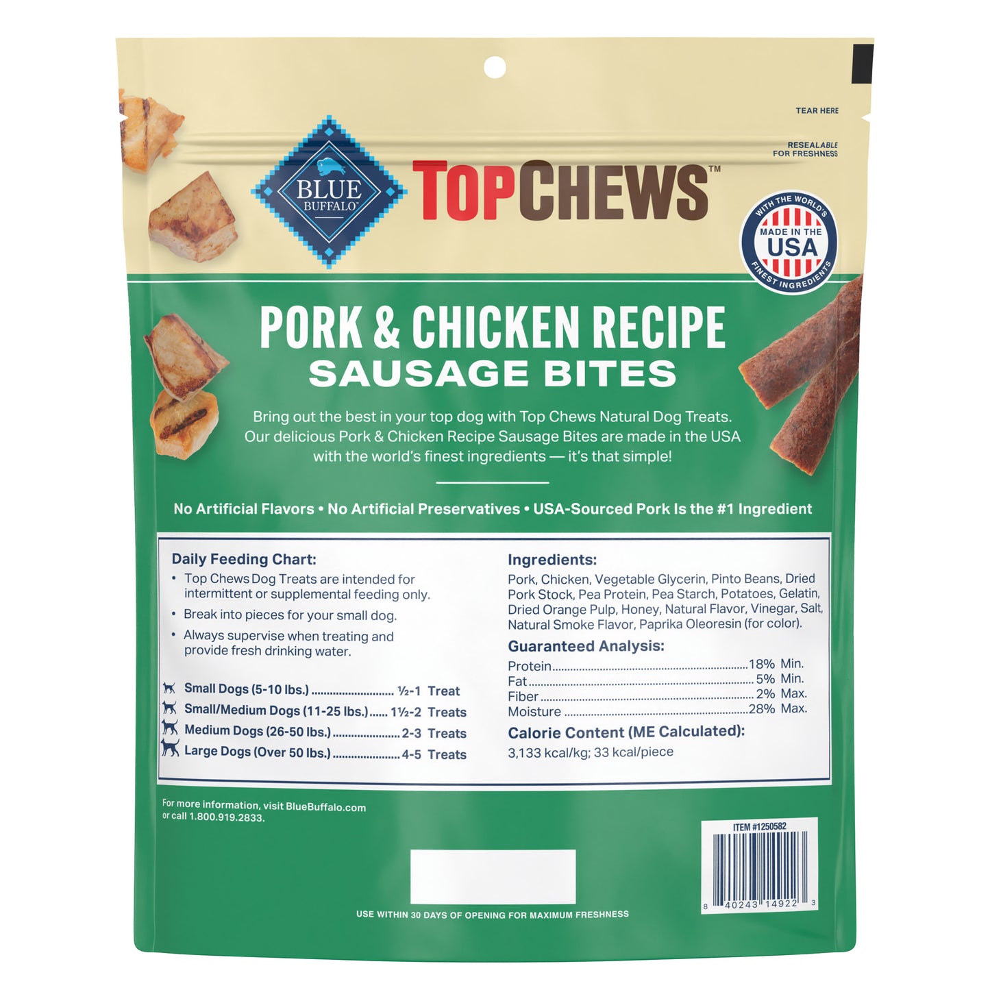 Top Chews Pork & Chicken Sausage Recipe Dog Treats 36 oz