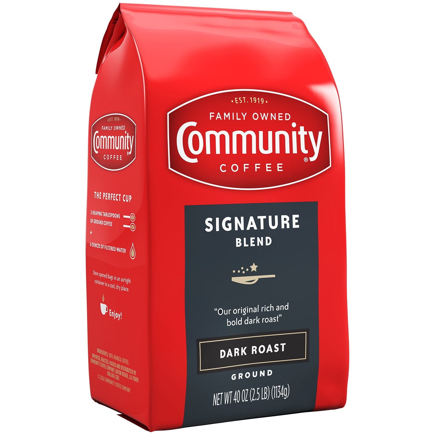 Community Coffee Dark Roast Ground Coffee, Signature Blend, 40 oz.