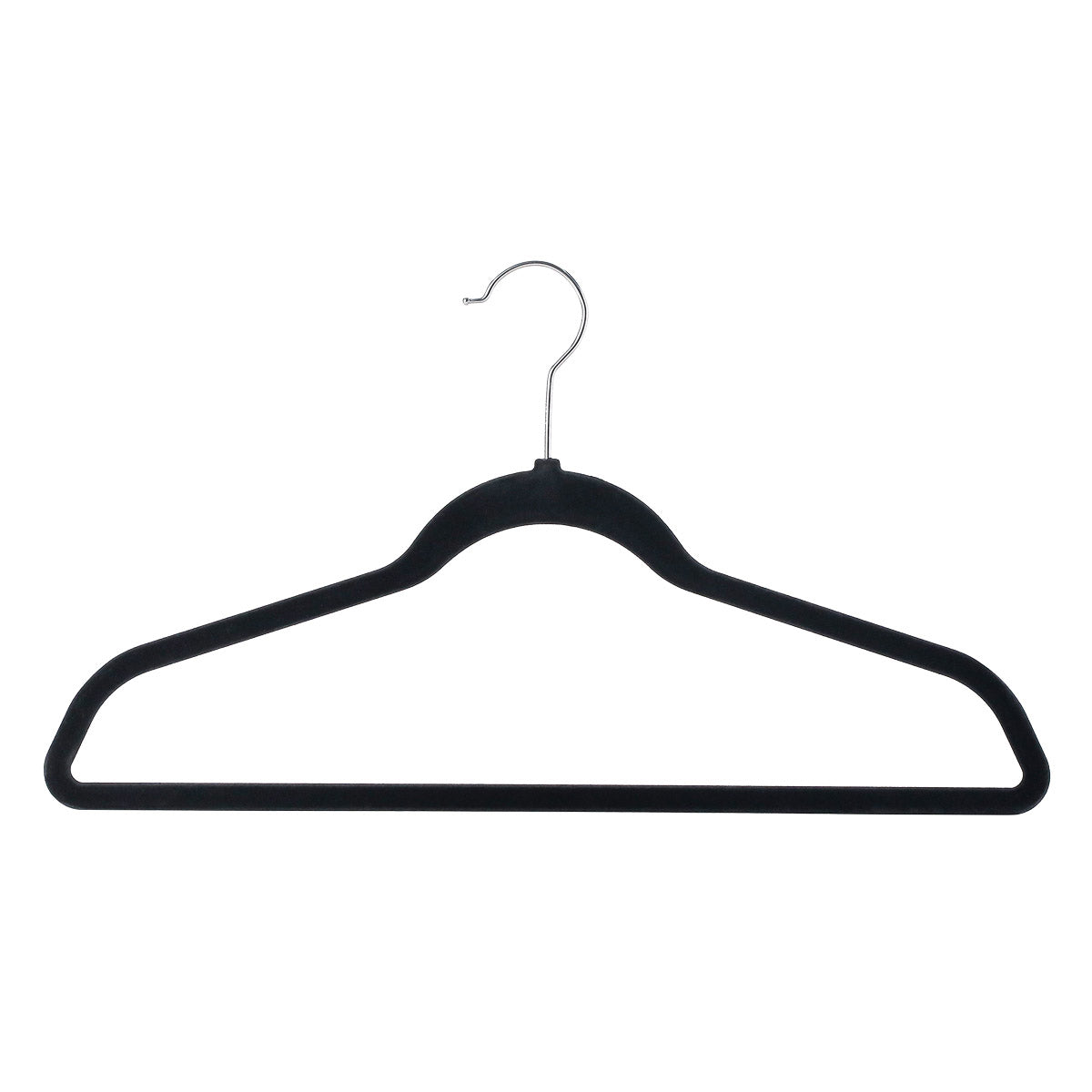 FLOCKED BLACK NON-SLIP HANGERS 1/8" WIDE - 50 PACK • 17,75L X 9,5"H X 1/8"W