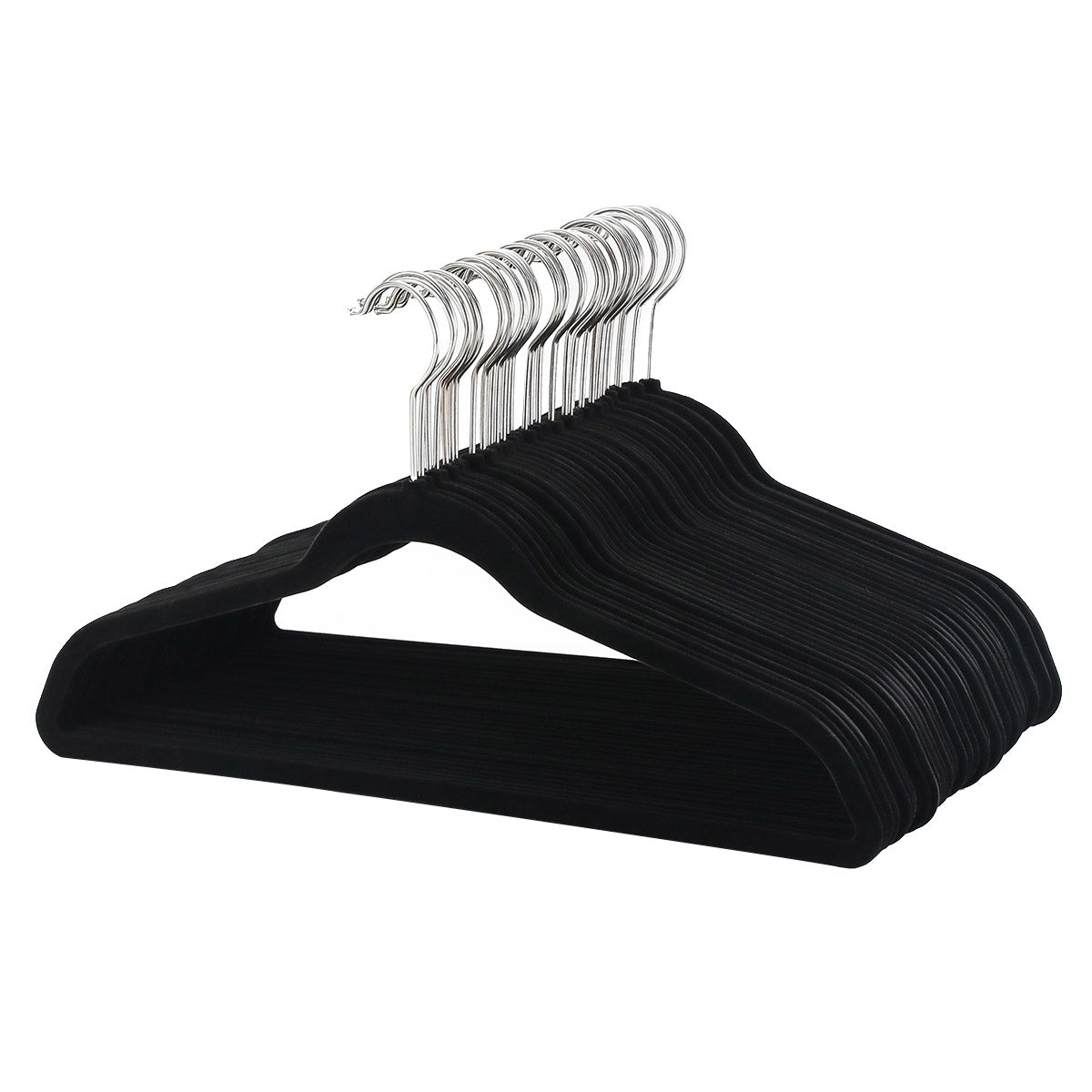 FLOCKED BLACK NON-SLIP HANGERS 1/8" WIDE - 50 PACK • 17,75L X 9,5"H X 1/8"W