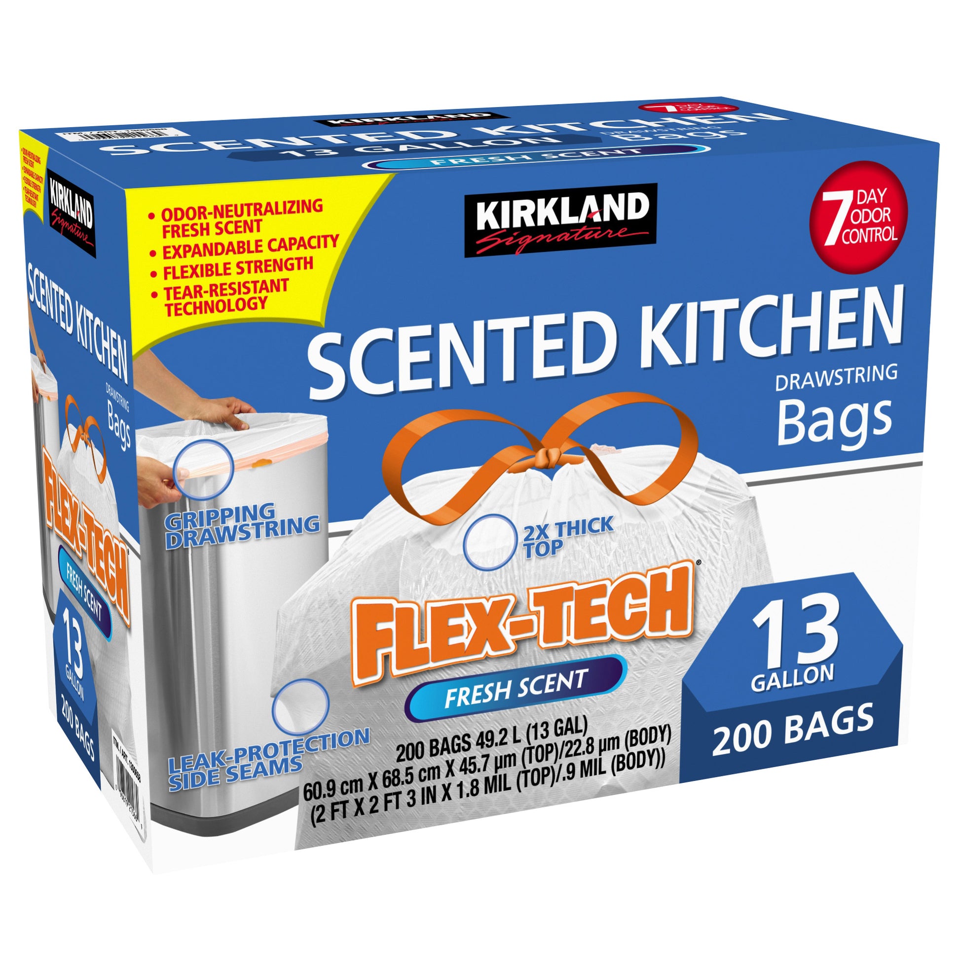KIRKLAND SIGNATURE SCENTED KITCHEN BAGS 200 CT/13 GAL