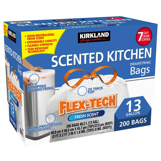 KIRKLAND SIGNATURE SCENTED KITCHEN BAGS 200 CT/13 GAL