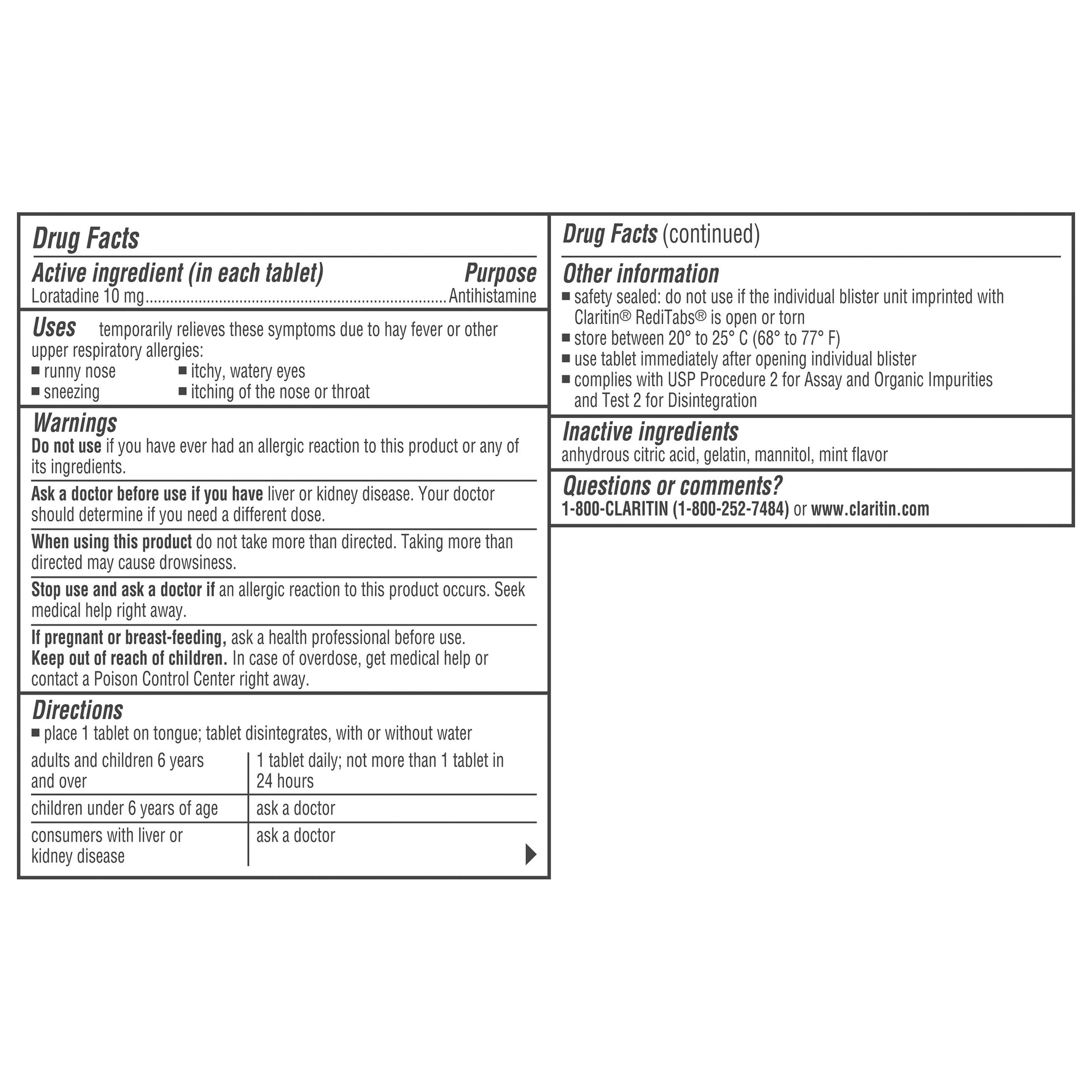 CLARITIN 24HR REDITABS 10MG 70 COUNT