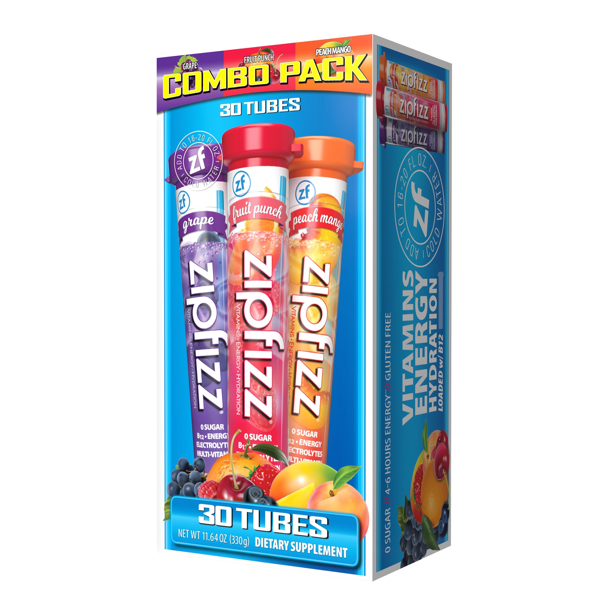 ZIPFIZZ ENERGY DRINK VARIETY 2 FLAVOR 30 COUNT